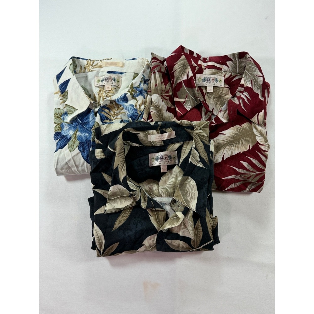Campia Moda Mens XL Hawaiian Shirt Bundle 3pk‎ Burgundy Blue Cream Tropical